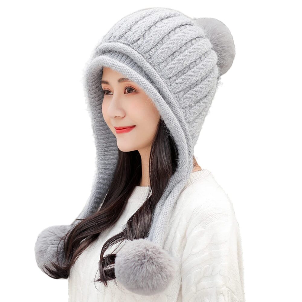 8348 Winter Sherpa Beanie Hats Knit Ear Flaps Peruvian Cover Ears Warm